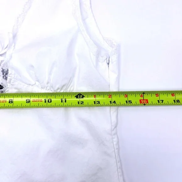 Forever 21 White Cotton Lace Trim V Neck  Babydoll Dress Size Small Angel Bride - Picture 5 of 11